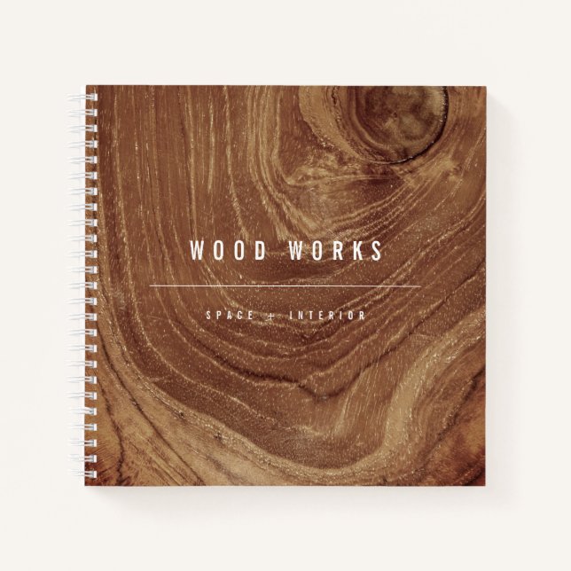 Teak Wood Grain Photo Minimalist Interior Design Notebook (Front)