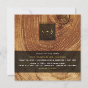Teak Wood Grain Wooden Old Rustic Texture Wedding Invitation