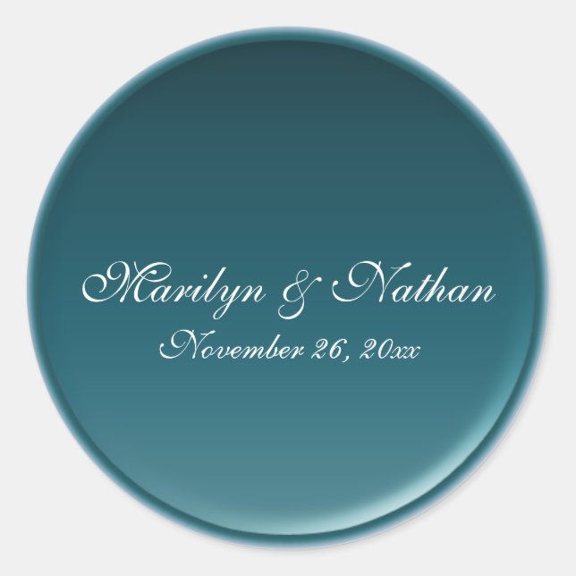 Teal 1.5" Round Wedding Envelope Seal (Front)