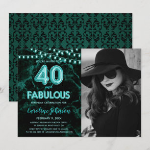 Teal 40th Birthday Party - 40 & Fabulous Invitation