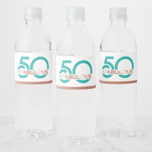 Teal 50 Fabulous Fifty Birthday Party Water Label
