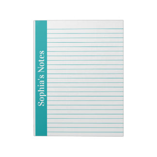 Teal 8.5x11 Letter Size Left Vertical Name Notepad