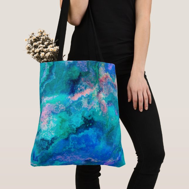 Teal Abalone Shell Painting  Tote Bag (Close Up)