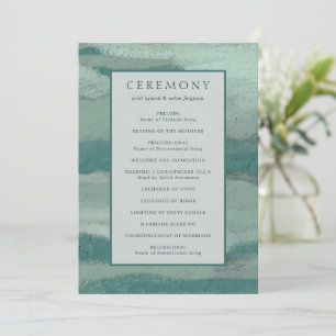 Teal Absract Coastal Chic Modern Wedding Programme