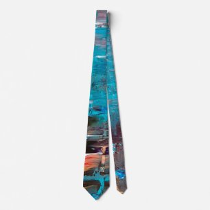 Teal Abstract Art Tie
