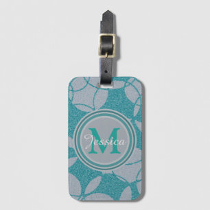 Teal Abstract Circles Pattern Personalised Luggage Tag