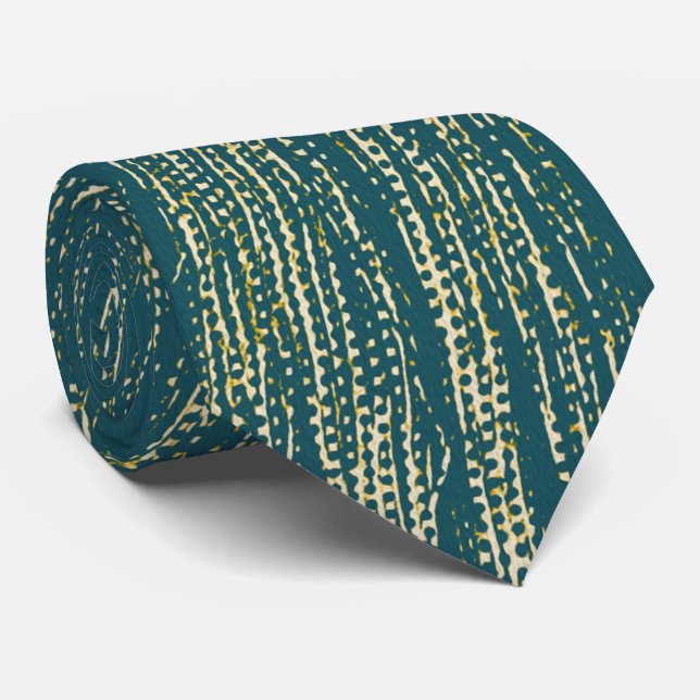 Teal Abstract Pattern Tie (Rolled)