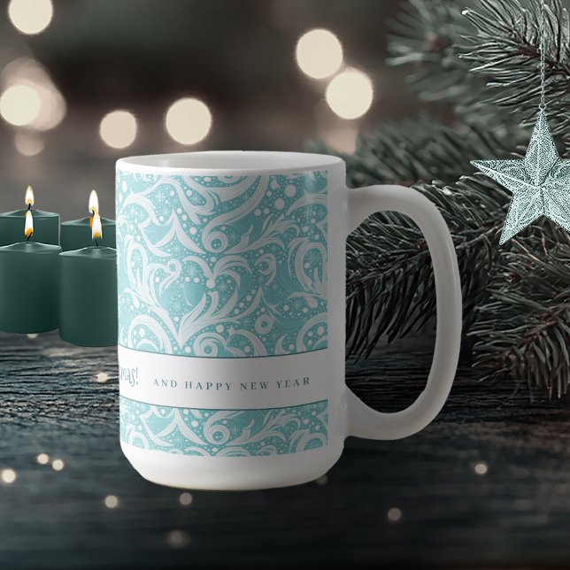 Teal Abstract Snowflake Pattern#10 ID1009 Coffee Mug (Creator Uploaded)