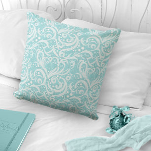 Teal Abstract Snowflake Pattern#10 ID1009 Cushion