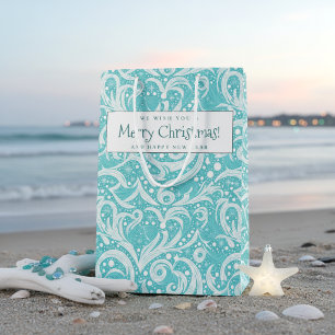 Teal Abstract Snowflake Pattern#10 ID1009 Medium Gift Bag