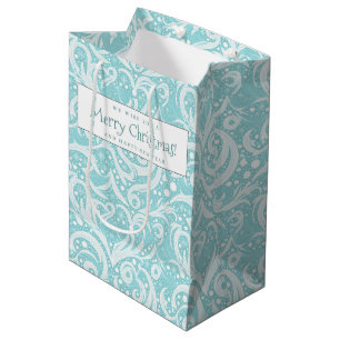 Teal Abstract Snowflake Pattern#10 ID1009 Medium Gift Bag