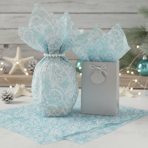 Teal Abstract Snowflake Pattern#10 ID1009 Tissue Paper