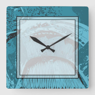 Teal Abstract. Square Wall Clock