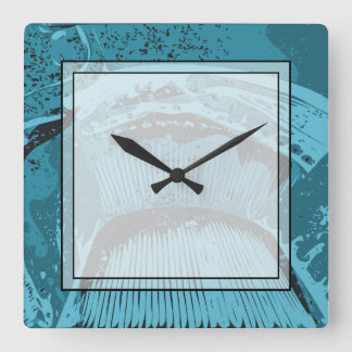 Teal Abstract. Square Wall Clock