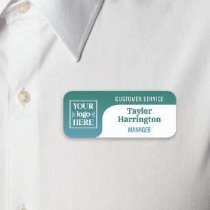 Teal Add Your Logo Employee Name & Title Tag
