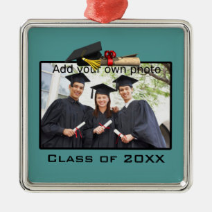 Teal Add your Photo / Year Graduation Metal Tree Decoration