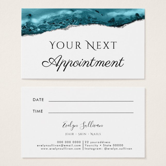 Teal Agate Appointment Card (Front & Back)