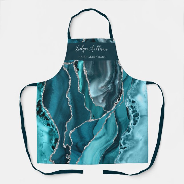 teal agate beauty professional apron (Front)