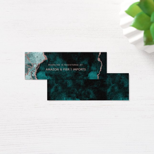 Teal Agate Bridal Shower Registry Insert Card (Desk)