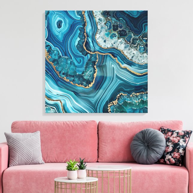 Teal Agate Canvas Art (Insitu(LivingRoom))