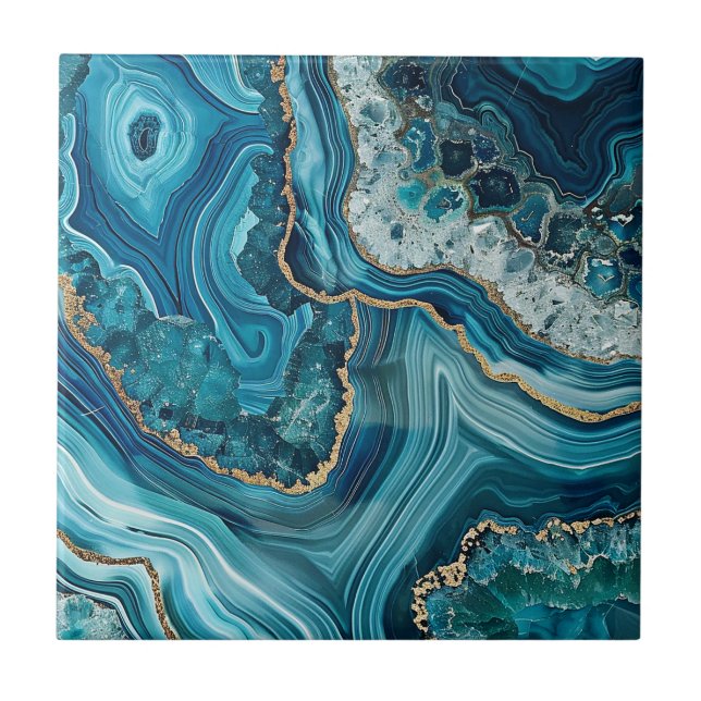 Teal Agate Ceramic Tile (Front)