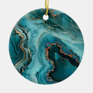 Teal Agate Christmas Ornament