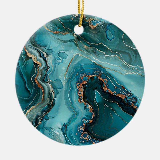 Teal Agate Christmas Ornament (Front)
