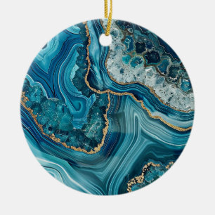 Teal Agate Christmas Ornament