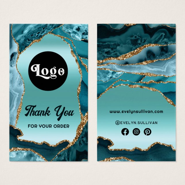 Teal agate faux foil package insert (Front & Back)