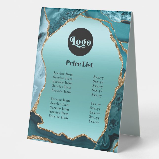 Teal Agate Faux Foil Price List (Front)