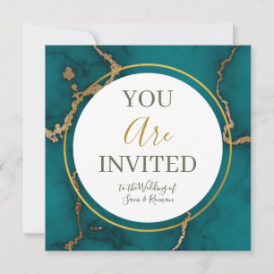 Teal Agate Geode Gold Kintsugi Invitation