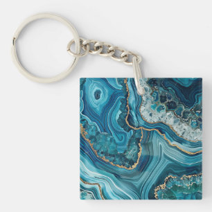 Teal Agate Keychain