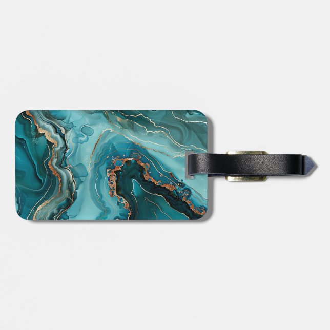 Teal Agate Luggage Tag (Back Horizontal)