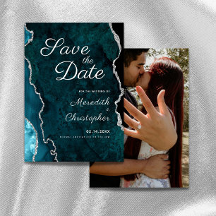 Teal Agate Photo Wedding Save the Date