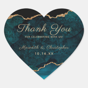Teal Agate Thank You Heart Sticker