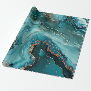 Teal Agate Wrapping Paper