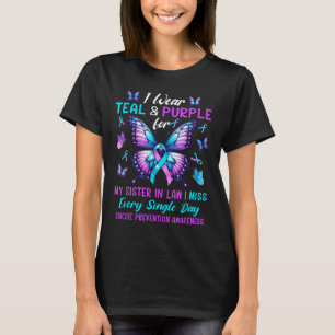 Teal &amp; Purple For Sister In Law Suicide Preven T-Shirt