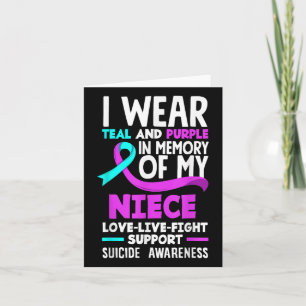 Teal &amp; Purple In Memory Of My Niece Suicide Pr Card
