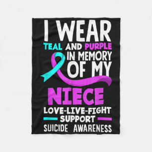 Teal & Purple In Memory Of My Niece Suicide Pr Fleece Blanket