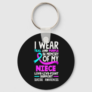 Teal & Purple In Memory Of My Niece Suicide Pr Key Ring