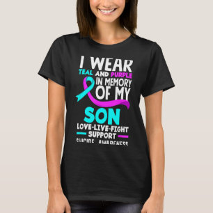 Teal & Purple In Memory Of My Son Suicide Prev T-Shirt