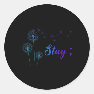 Teal &amp; Purple Ribbon Dandelion Suicide Prevent Classic Round Sticker