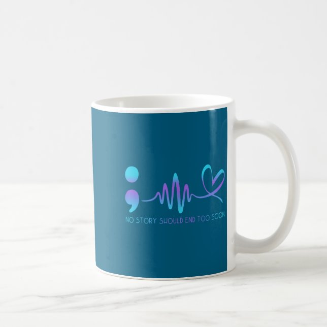 Teal &amp; Purple Semicolon Suicide Prevention Awa Coffee Mug (Right)