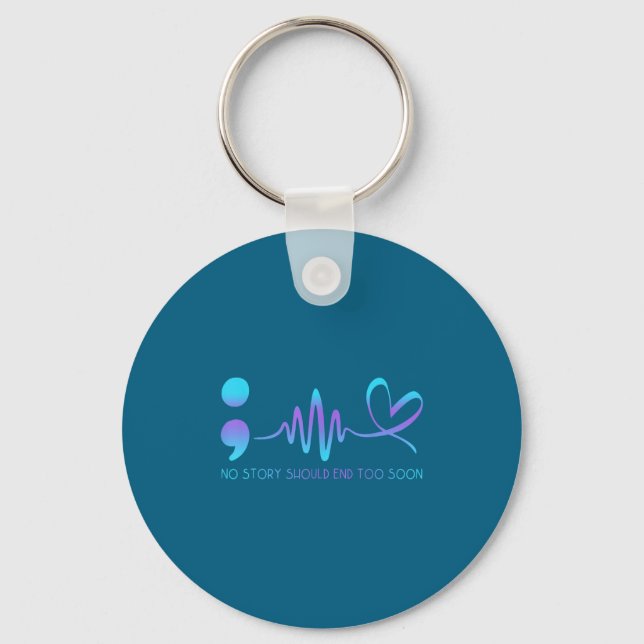 Teal &amp; Purple Semicolon Suicide Prevention Awa Key Ring (Front)