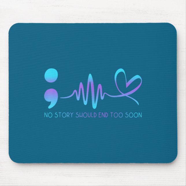 Teal &amp; Purple Semicolon Suicide Prevention Awa Mouse Mat (Front)