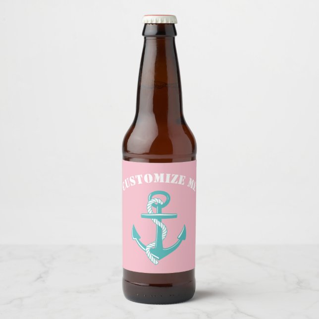 Teal Anchor Beer Bottle Label (Front)