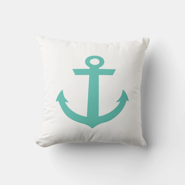 Teal Anchor Pillow (Front)