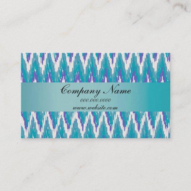 Teal and Amethyst iKat ZigZag pattern Business Card (Front)