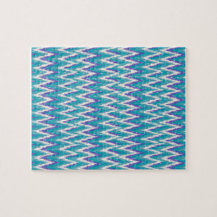 Teal and Amethyst iKat ZigZag pattern Jigsaw Puzzle