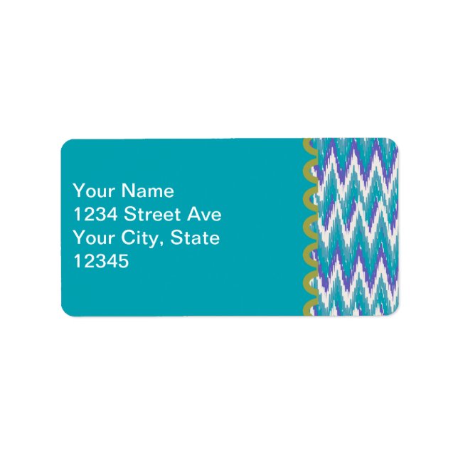 Teal and Amethyst iKat ZigZag pattern Label (Front)